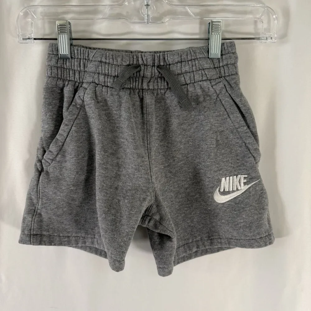 Nike Shorts Girls Small Grey Pull On Drawstring Pockets 4